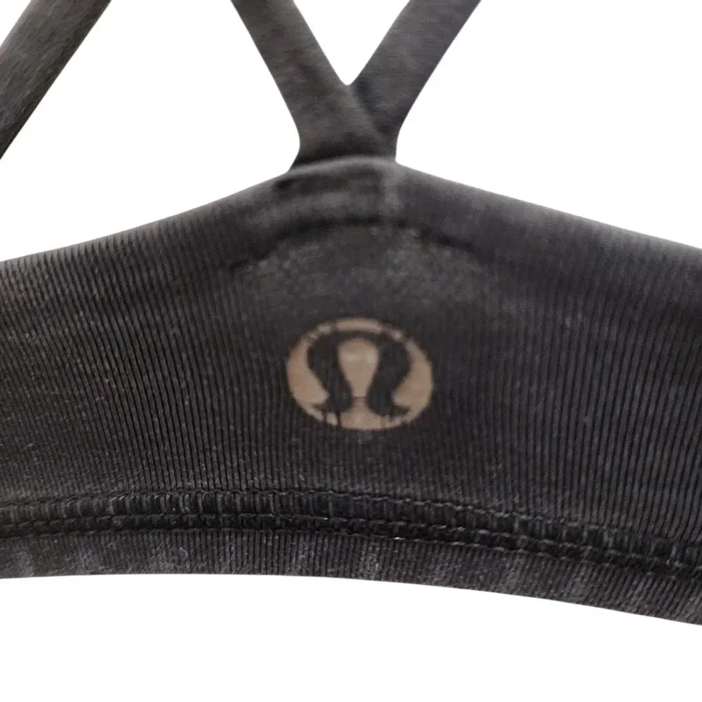 Lululemon‎ Black Strappy Crossback Sports Bra Light Support Removable Pads